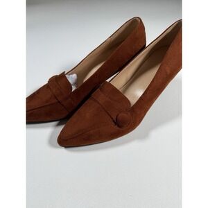 Women's Kitten Heel Pumps Loafers Heels Pointed Toe‎ Pearl Strap Fashion Sz 6.5